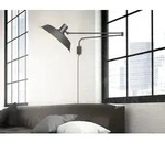 Schwenkbare Wandlampe Bolder Mit Metallschirm Schwarz, Schnurschalter & Stecker