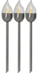 Solarpoller 3er Set Olympus, 3 St&uuml;ck, Wegleuchten, Flammen-design, Silber, Led,