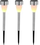 Lighting Led Solarleuchte Mit Flacker-effekt Edelstahl 3er Set Solar-bodenleuchten -