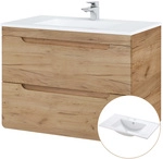 Waschtischunterschrank Set 81 Cm Wotan Eiche Nb. Luton-56-craft Keramikbecken B/h/t