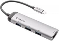 Verbatim Usb-c Hub 4-port, Usb 3.2 Adapter, Kompakt, Silber