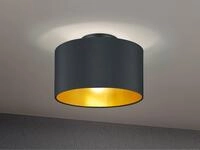 Edle Deckenleuchte Hostel Mit Stoff Lampenschirm Schwarz Gold &Oslash; 30cm