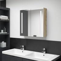 Led-bad-spiegelschrank Eichenoptik 62x14x60 Cm - Vidaxl