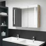 Led-bad-spiegelschrank 89x14x62 Cm Eichen-optik Vidaxl