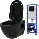 H&auml;nge-toilette Mit Unterputzsp&uuml;lkasten Keramik Schwarz Vidaxl