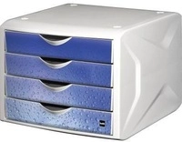 Schubladenbox The Chameleon 4 Schubladen Din A4 Din C4 Polypropylen Geh&auml;usefarbe: