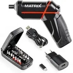 Matrix Akkuschrauber 4 Volt Inkl. Li-ion 2,0 Ah Akku, Ladeger&auml;t + Bitset 14 Tlg.