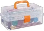 Aufbewahrungsbox 9 F&auml;cher, Sortierbox Bastelmaterial, K&uuml;nstlerbedarf, Hbt 14 X 33 X