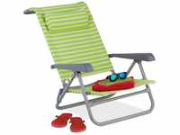 Liegestuhl klappbar, 8-stufig verstellbar, Strandstuhl mit Nackenkissen, Armlehnen &
