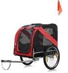 Zoomundo - Hundeanh&auml;nger Fahrradanh&auml;nger F&uuml;r Hunde - In Rot/schwarz - Silver...