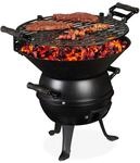 Grillfass, Gusseisen Und Stahl, H&ouml;henverstellbar, Tragbar, Barbecue Holzkohlegrill,