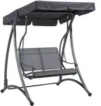 Hollywoodschaukel Grau Stahl Polyester Sonnendach Verstellbar 2 Personen Outdoor