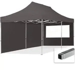 3x6 M Faltpavillon, Economy Alu 32mm, Seitenteile Mit Panoramafenstern, Dunkelgrau