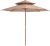 Bonnevie - Sonnenschirm,Gartenschirm mit Doppeldach und Holzstange 270 cm Taupe
