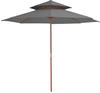 Sonnenschirm,Gartenschirm mit Doppeldach und Holzstange 270 cm Anthrazit vidaXL