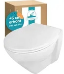 Calmwaters&reg; Erh&ouml;htes Wand Wc Sp&uuml;lrandlos Modern Plus Mit Toilettendeckel, +6 Cm
