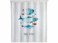 Duschvorhang Big Fish, Textil (Polyester), 180 x 200 cm, waschbar, Mehrfarbig,