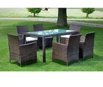 7-tlg. Garten-essgruppe Mit Auflagen Poly Rattan Braun - Vidaxl