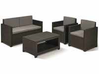 Loungeset Monaco, graphit 2x Sessel, 1x Bank, 1x Tisch, inklusive Sitz- und