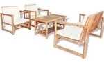 4-tlg. Garten-lounge-set Mit Auflagen Bambus - Vidaxl