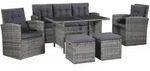 6-tlg. Garten-lounge-set Mit Auflagen Poly Rattan Grau Vidaxl
