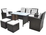 6-tlg. Garten-essgruppe Mit Kissen Poly Rattan Braun - Vidaxl