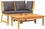 3-tlg. Garten-lounge-set Mit Dunkelgrauem Kissen Akazienholz - Vidaxl