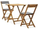 Vidaxl 3 Piece Folding Bistro Set With Cushions Solid Acacia Wood