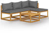 Bonnevie - 5-tlg. Garten-Lounge-Set,Gartenmöbel-Set mit Auflagen Massivholz...