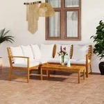 Vidaxl 4-tlg. Garten-lounge-set Mit Auflagen Creme Massivholz Akazie