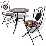 3-tlg. Bistro-set Keramik Terrakotta Und Wei&szlig; - Vidaxl