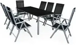 Gartenm&ouml;bel Set 8 St&uuml;hle Mit Tisch 190x90cm Aluminium Sicherheitsglas Wetterfest