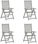 Verstellbare Gartenst&uuml;hle 4 Stk. Grau Massivholz Akazie - Vidaxl