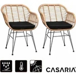 Gartenst&uuml;hle 2er Set Polyrattan Inkl. Auflage Armlehne Metall Wetterfest Verstellbar