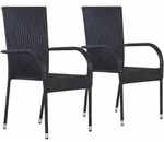 Vidaxl - Stapelbare Gartenst&uuml;hle 2 Stk. Poly Rattan Schwarz