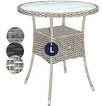 Gartentisch Polyrattan Wetterfest Rund Glas Tischplatte 80kg Belastbar Outdoor