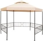 Gartenpavillon Partyzelt Hexagonal Beige 323x265 Cm Vidaxl