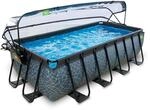 Exit Toys - Exit Stone Pool 400x200x100cm Mit Sandfilterpumpe Und Abdeckung - Grau