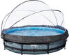EXIT Stone Pool ø360x76cm mit Filterpumpe und Abdeckung - grau
