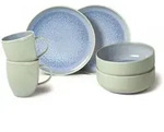 Set Petit D&eacute;jeuner Crafted Blueberry Porcelaine Premium, Design Artisanal -...