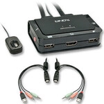 Lindy Kvm Switch Compact 2 Port Hdmi Usb 2.0 & Audio