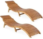 Sonnenliege Klappbar 2er Set Holz Fsc&reg;-zertifiziert 320kg Belastbarkeit 190x60cm