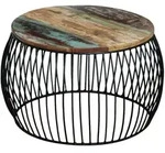Couchtisch Rund Altholz Massiv 68x37 Cm - Vidaxl