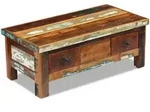 Vidaxl Couchtisch Mit Schubladen Altholz Massiv 90x45x35 Cm