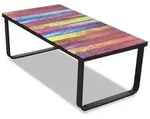 Couchtisch Mit Glasplatte Regenbogen-aufdruck Vidaxl