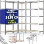 3er Set Schwerlastregal Eckregal 2625 Kg 15 Mdf-platten Regal Lagerregal Kellerregal