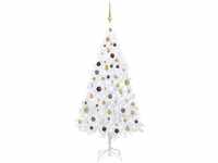 Bonnevie - Künstlicher Weihnachtsbaum,Kunstbaum mit LEDs & Kugeln Weiß 180 cm...