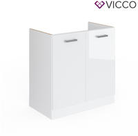 Vicco - Sp&uuml;lenunterschrank R-line, Wei&szlig; Hochglanz, 80 Cm Ohne Arbeitsplatte