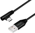 Usb 2.0-kabel F&uuml;r Android, Usb-a/m Auf Micro-usb/m (90&deg;), Metall, Schwarz, 1 M