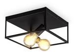 B.k.licht - Deckenleuchte 29x29 Cm - Metallkorpus, E27 Fassung, Retro, 2-flammig,